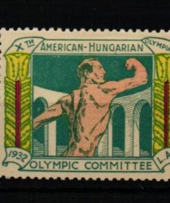 Poster stamp cinderella Vignette Sport Reklamemarke Olympic Olimpici Los Angeles 1932 Hungarian Olympique