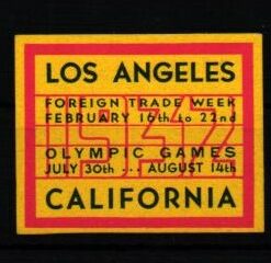 Poster stamp cinderella Vignette Sport Reklamemarke Olympic Olimpici Los Angeles California 1932 Olympique