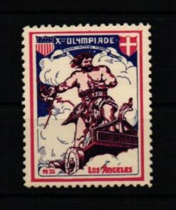 Poster stamp cinderella Vignette Sport Reklamemarke Olympic Olimpici Los Angeles 1932 Olympique
