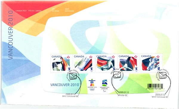 Canada cover 2009 2010 Vancouver Olympic Games FDC Paralympic Sledge Hockey Curling Ski Bob