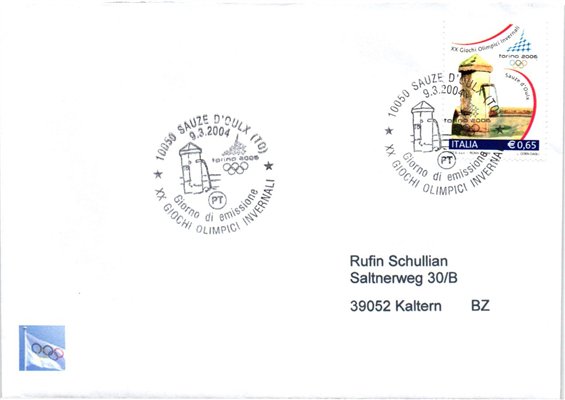Italy, Torino 2006 4 FDC 2004 Pragelato, Bardonecchia, Sauze d'Oulx Turin, Winterspiele, Olympic Winter Games – Bild 2