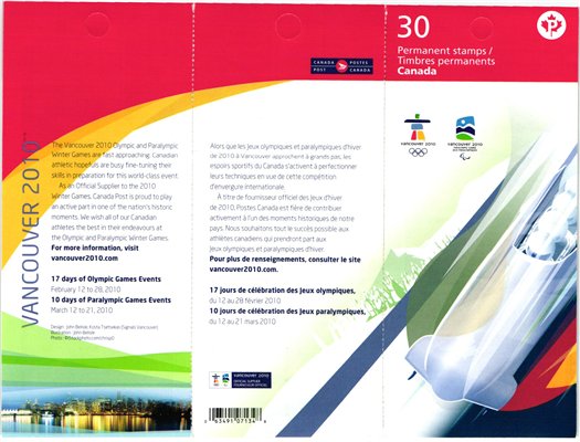 Canada, Stamps Booklet emty, Olympic Games Vancouver 2010, Olympische Winterspiele