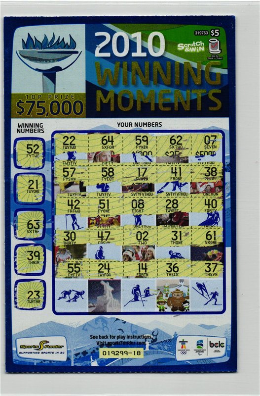Canada, Winning Moments Sratch&Win, Olympic Games Vancouver 2010, Olympische Winterspiele