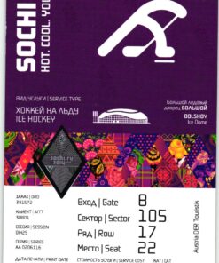 Olympic Games Sochi 2014 Ice Hockey 16.02.2014 Ticket
 Olympische Spiele